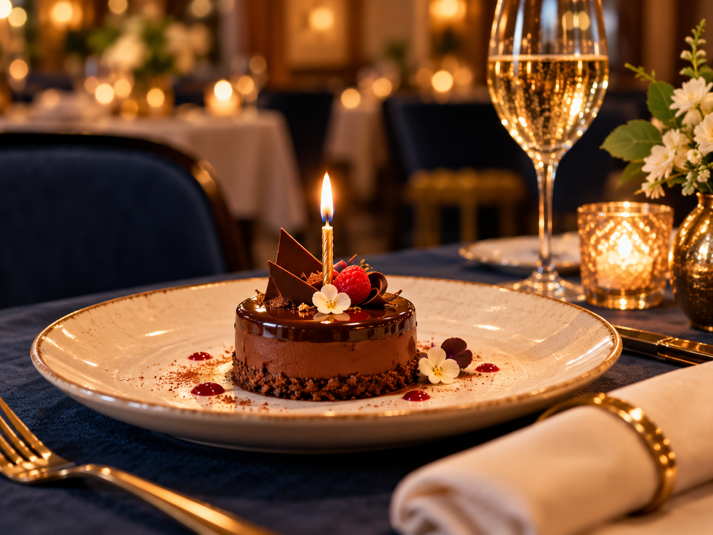 Birthday dessert with a candle